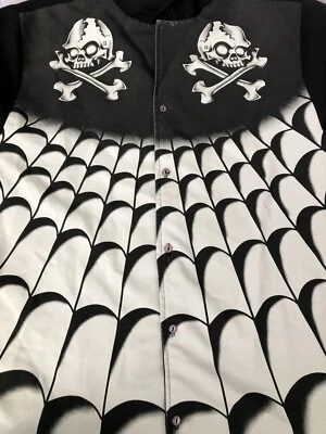 VTG.90’s Lucky 13 SKULL KINGDOM HUNTED Motorists Made In USA Mens Shirt Sleeve L - Image 1 of 4