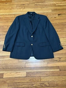 Giacca blazer uomo Haggar taglia 44S blu navy 2 bottoni oro lana peggiorata cappotto sportivo - Foto 1 di 6