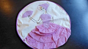 Vintage Handmade Purple Lilac Southern Bell Cotton Clothes Pin Hanger Holder Sak - Picture 1 of 8