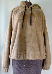 Zara Camel Faux Fur Hoodie Size Large - Picture 1 of 8