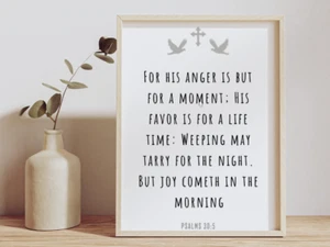 Stampa artistica da parete versetti biblici, Scrittura Salmi 30:5 Gioia Cometa Ufficio Motivazionale - Foto 1 di 22