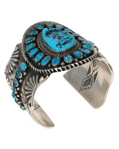 Natural Free-Form Sleeping Beauty Turquoise Cluster Bracelet By Glenn Livingston - Picture 1 of 6