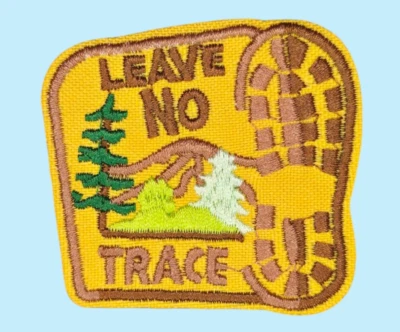LEAVE NO TRACE BOOT MOUNTAIN HIKING TRAILS ADVENTURE OUTDOOR IRON ON PATCH - Image 1 of 2