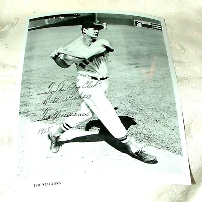 Original 1958 SIGNED Photo Ted Williams at Bat RED SOX BASEBALL Sepia Tone 8x10 - Image 1 of 2