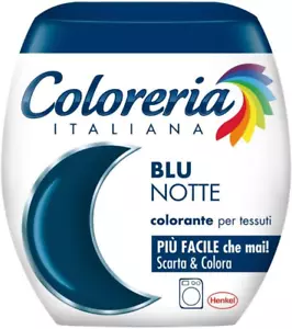 COLORERIA ITALIANA BLU NOTTE COLORANTE TESSUTI E VESTITI IN LAVATRICE 350GR - Foto 1 di 4