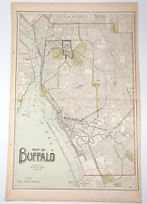 Buffalo, NY - Original 1901 Cram's Atlas Map - Double Page - 21" T x 14.25" W