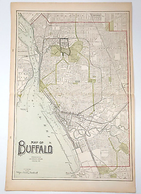 Buffalo, NY - Original 1901 Cram's Atlas Map - Double Page - 21  T X 14.25  W • 24.21£