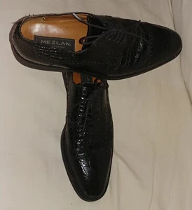 MEZLAN PLATINUM  MALBEC MEN'S BLACK CROC EMBOSSED LEATHER OXFORDS SIZE 10.5 M - Picture 1 of 12