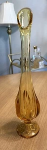 Vintage Bernstein geschwungene Vase 12 Zoll Glas Sockel Mid Century Modern - Bild 1 von 8