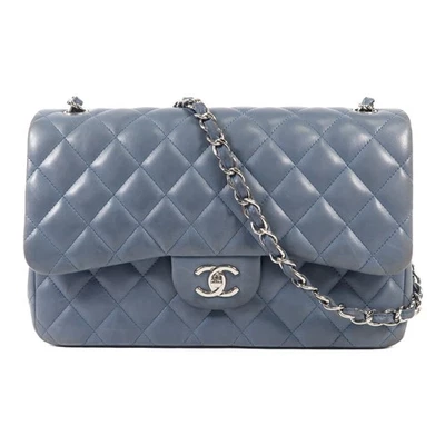 Bolso de Hombro Chanel CC SHW Grande Clásico Cadena Cuero de Oveja Azul Foto 1 de 4