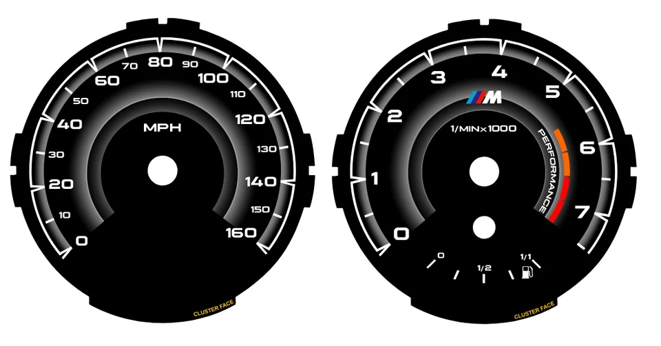BMW e87 Cluster Face 160 mph 7,5 k rpm gris/negro Foto 1 de 1