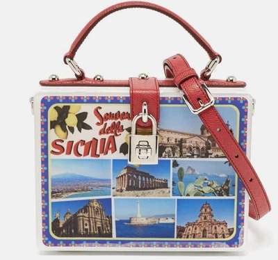Dolce & Gabbana White/Red Acrylic and Leather Della Sicilia Dolce Box Top - Image 1 of 4