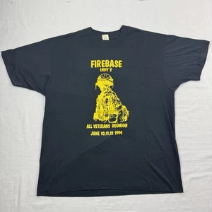 Camiseta De Colección Firebase Indy V Reunión de Veteranos Adulto XL Negra Ejército Militar  - Imagen 1 de 7