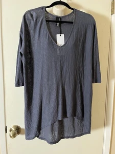 Neu mit Etikett neu Bobi Los Angeles 3/4-Ärmel Dolman Tunika Gr. S blau hoher niedriger Saum - Bild 1 von 8