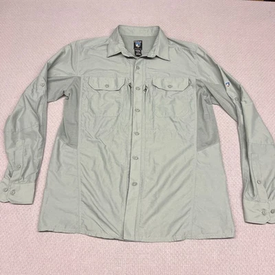 Kuhl Shirt Mens M Teal Green Performance Button Down Roll Tab Sleeve Hiking - Image 1 of 4