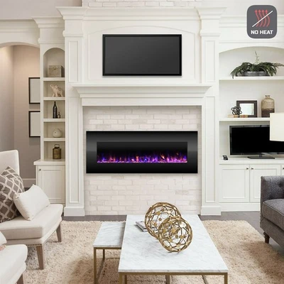 Electric NO HEAT Fireplace Color Changing LED Flames Wall Mount Remote 54 Inch - Image 1 of 4