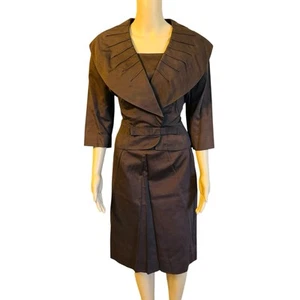 Vestido Top Falda Ajustada Cuello Grande Vintage Años 50 Marrón Moveble 2 piezas XS/S - Imagen 1 de 14