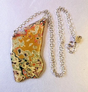 Vintage Rebel Nell Graffiti Necklace Signed 2.25" Pendant .925 Rolo Chain 18" - Picture 1 of 11