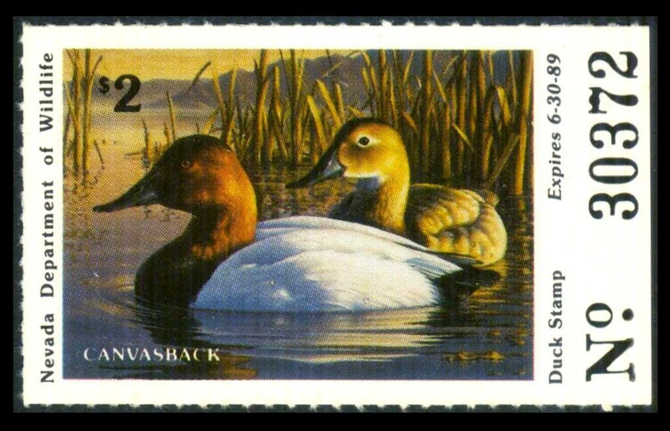 NV10 NEVADA State Duck Stamp $2 CANVASBACKS 1986 MNH $11 SEE PHOTOS Lot I-571 - Image 1 of 1