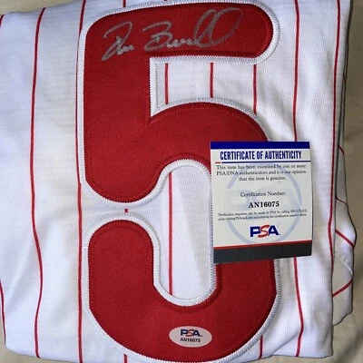 Pat Burrell #5 Autographed Jersey Majestic  Philadelphia Phillies PSA COA WS - Image 1 of 4