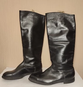 Soviet Russian Chrome Military Uniform Officer PARADE Leather Boots Size 43 MIDD - Picture 1 of 12