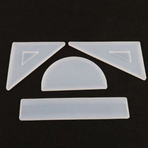 4 Shapes Silicone Resin Ruler Molds Straignt Square Triangular Rulers Protracto