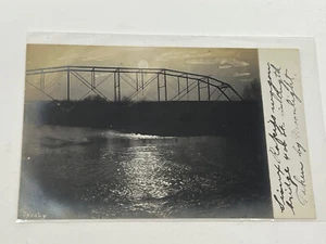 Antique Real Picture Postcard Wagon Bridge Sioux Rapids Taken By Moonlight 1907 - Picture 1 of 3