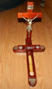 De colección Últimos Ritos Latón Crucifijo Cruz Oración Llamada Enferma Velas Agua Santa - Imagen 1 de 8