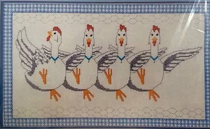Something Special Counted Cross Stitch Kit DANCING CHICKENS PICTURE Delightful ! - Picture 1 of 3