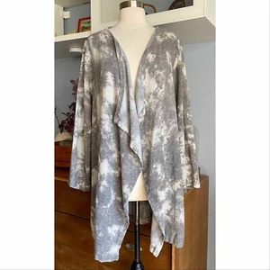 Bryn Walker Cardigan Jacket Linen Rayon Waterfall Open Gray Tie Dye S Lagenlook - Picture 1 of 8