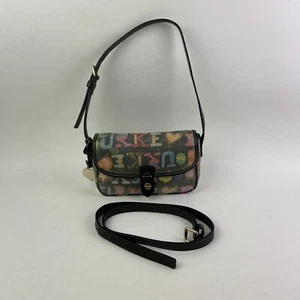 Vintage Dooney & Bourke Graffiti Bleistift schwarz Doodle mehrfarbig Umhängetasche 2-Wege Tasche - Bild 1 von 23