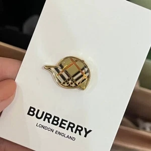 Authentic Burberry London Check Hat Cap Designer Brooch Pin Gold (US SELLER)