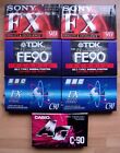 2x Sony Fx 90, 2x TDK FE90, 2x BBC FX90, 1x Casio  C-90 Cassettes New & Sealed
