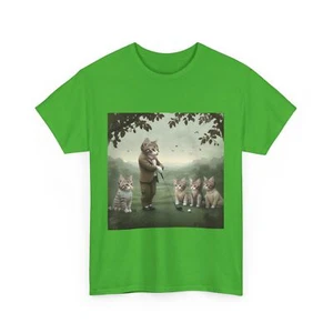 Retro Cat Golfers Whimsical Animal Illustration Tee Golf Lovers Tee Cute Kittens - Picture 1 of 17