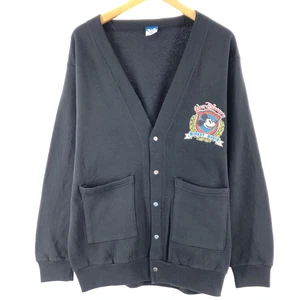 Vintage 80'S Disney MICKEY MOUSE Cotton Knit Cardigan Made in USA Men's XL - Picture 1 of 12