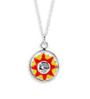 New .925 Silver Chain Yellow Red Sun Pendant Necklace - S-457RED