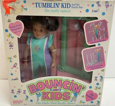 Muñeca Tumblin Kid 1989 Bouncin Kids de colección y sus barras paralelas Galoob ¡NUEVA! Foto 1 de 4