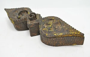 Original Antique Wooden Spice Box Old Hard Wood Kitchenware Hand Carved Crafted - Picture 1 of 6