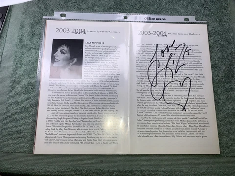 LIZA MINNELLI Autograph- arkansas symphony orchestra Cover