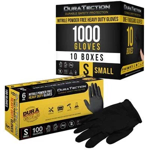 Dura-Gold HD Black Nitrile Disposable Gloves, 10 Boxes of 100, Small, 6 Mil - Picture 1 of 5