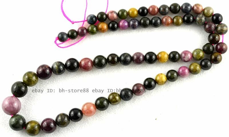 AAA Multi Round Natural Tourmaline Graduated Gemstone Beads 15'' - Image 1 of 1