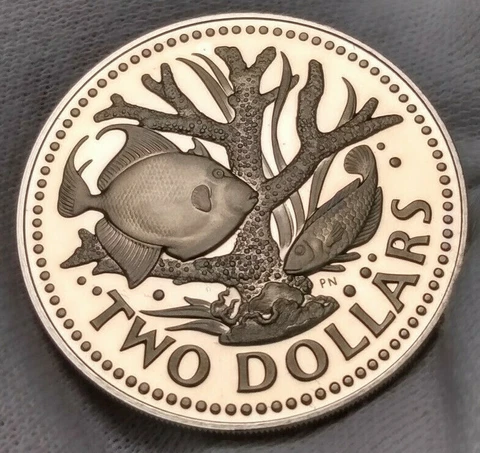 1973 Barbados $2 Proof Fish Coral Independence Issue Two Dollars Cover