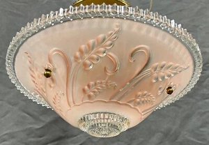 Vintage Antique Ornate Glass Shade Art Deco Ceiling Light Lamp Fixture (A55) - Picture 1 of 22