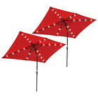 2 Pack 10'X6.5' Patio Outdoor Aluminum Umbrella Solar Led Light Crank Tilt Red