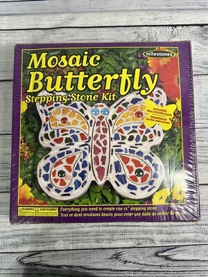 Milestones Mosaic Stepping Stone Kit Butterfly 12" Stained Glass Craft Garden - Image 1 of 4