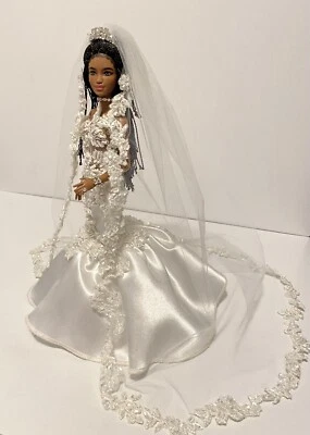 Muñeca de novia, muñeca de boda, centro de mesa de boda/ducha, negro/bronceado NUEVO Foto 1 de 4