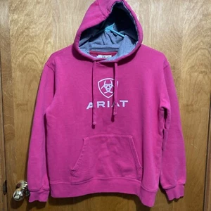 Ariat Logo PINK Hoodie Sweatshirt YOUTH Size Large WESTERN Cowgirl Pullover EUC - Picture 1 of 6