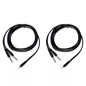 Paquete de 2 cables estéreo machos de 6 pies y 3,5 mm a cable divisor en Y mono TS de 1/4 de pulgada - Imagen 1 de 13