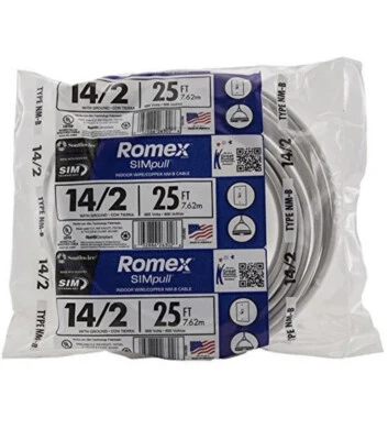 25' 14/2 con suelo marca Romex SIMpull residencial Foto 1 de 2