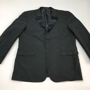 Gianni Vironi Suit Jacket Mens 46 Black Two Button Down Double Pointed Collar